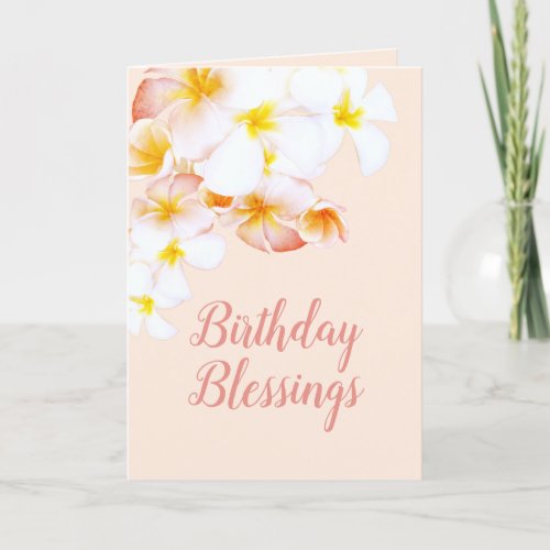 Hawaiian Plumeria Frangipani Happy Birthday Card