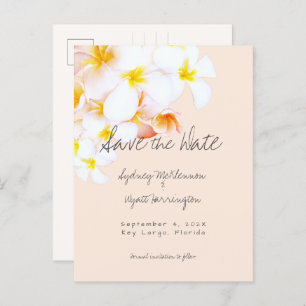 Hawaiian Plumeria Frangipani Save the Date Holiday Postcard