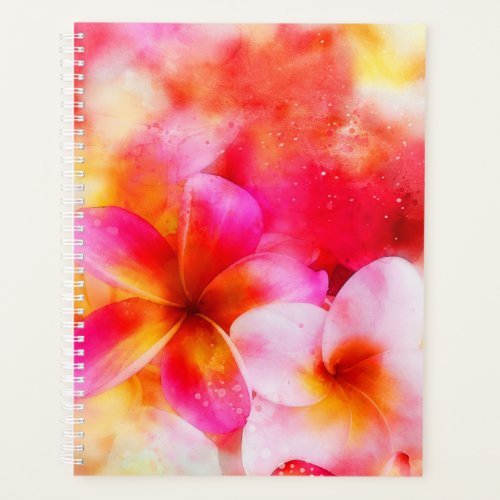 Hawaiian Plumeria in Neon Pink Yellow and White Planner