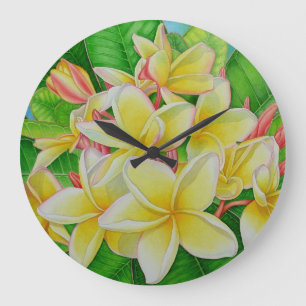 Hawaiian Plumeria Large Clock