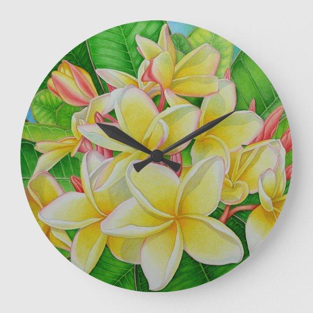 Hawaiian  Plumeria Large Clock (Front)