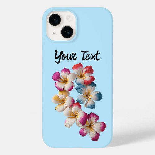 Hawaiian Plumeria on Pale Blue _ Personalize Case_Mate iPhone 14 Case