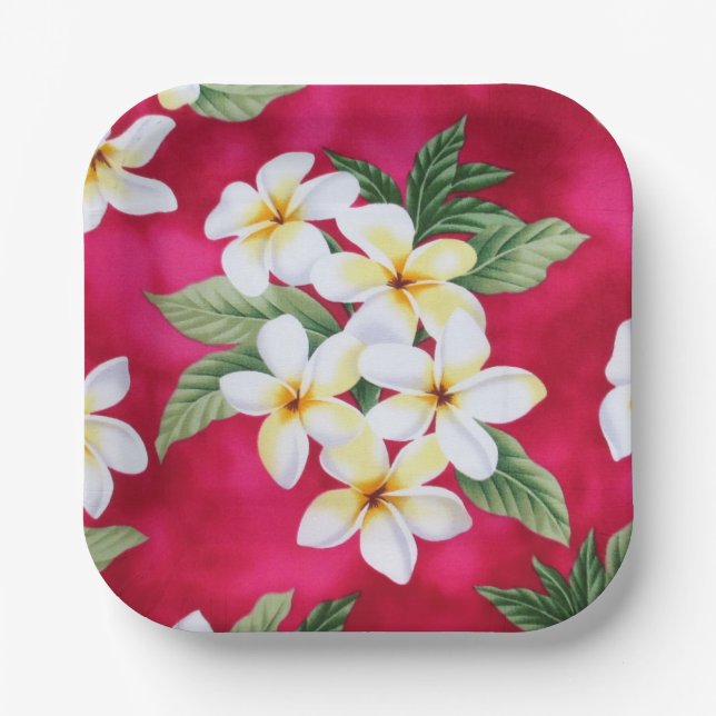 Hawaiian plumeria Paper Plate (Front)