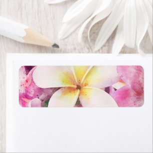 Hawaiian Plumeria Tropical Floral Watercolor Label
