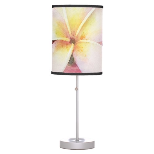 Hawaiian Plumeria Tropical Floral Watercolor Table Lamp