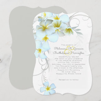 Hawaiian Plumeria White Wedding Invitation