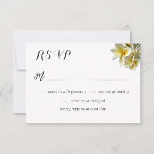 Hawaiian Plumeria White Wedding Reply Cards