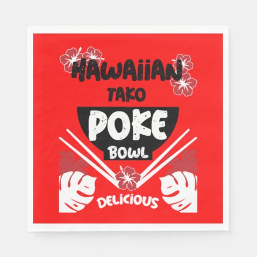 Hawaiian Poke Bowl Tako Poke  Napkins