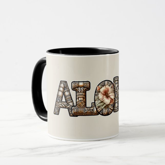 Hawaiian Polynesian Aloha Bamboo Look Mug (Front Left)