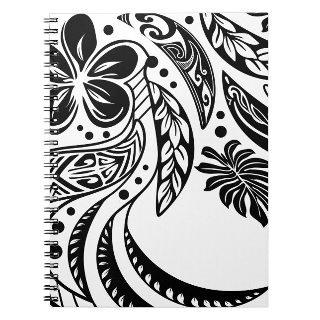 Hawaiian - Polynesian black And White Tribal Notebook (Front)