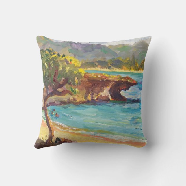 Hawaiian Pounders Beach 2023 Throw Pillow (Back)