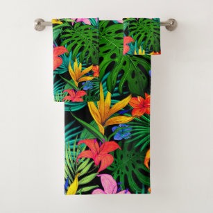 Tropical Hawaiian Bath Towel Vintage Polynesian 60s Butterfly Towels Retro  Lei Towel Yellow Floral Tropical Towel 50s60s Bath Decor 