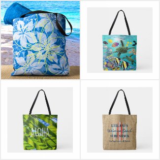 Hawaiian Print Beach Bags