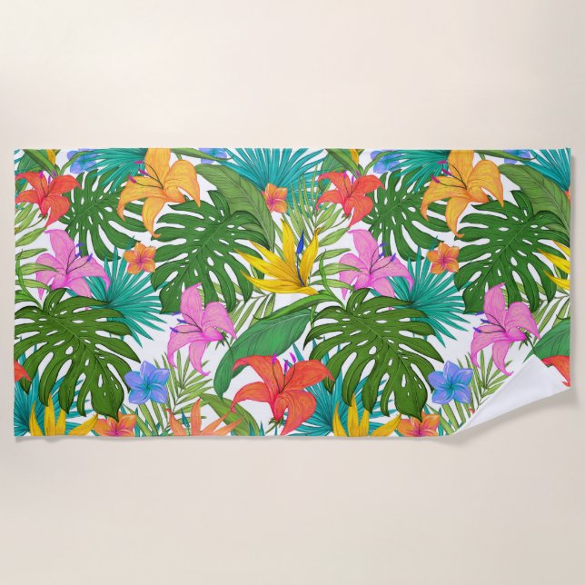 Hawaiian Print Beach Towel (Front)