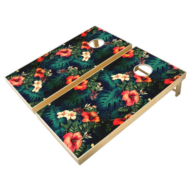 Hawaiian Print  Cornhole Set (Angled)