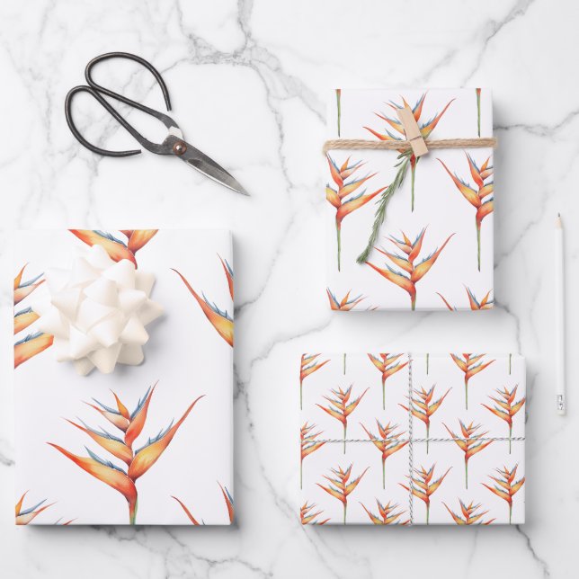 Hawaiian Print heliconia flower 2 Wrapping Paper Sheets (Front)