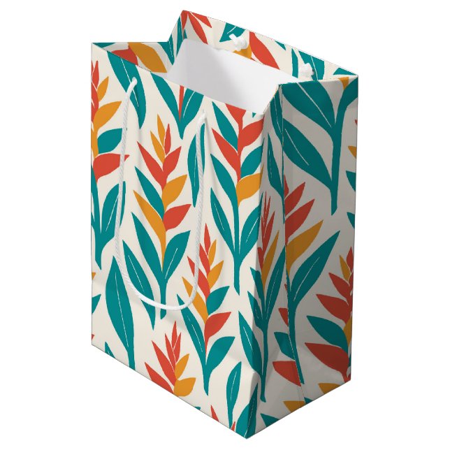 Hawaiian print heliconia medium gift bag (Front Angled)