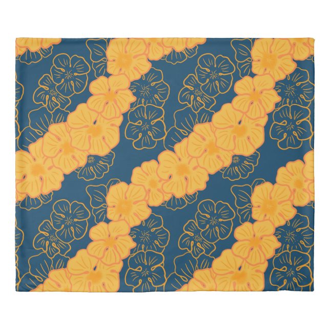 Hawaiian print ilima flower duvet cover (Front)