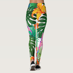 Womens Flamingo Leggings Funny Cute Tropical Vacation Palm Tree Yoga Pants  For Ladies 
