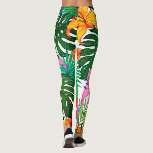 High Waisted Leggings for Women Tropical Palm Leaf Jungle Workout