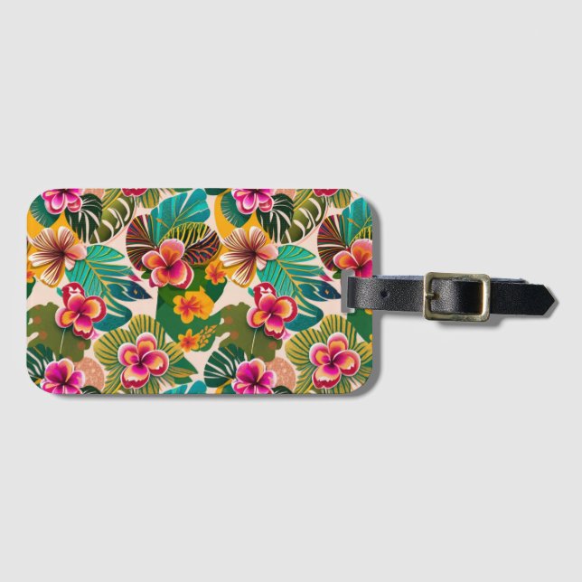 Hawaiian Print Luggage Tag (Front Horizontal)