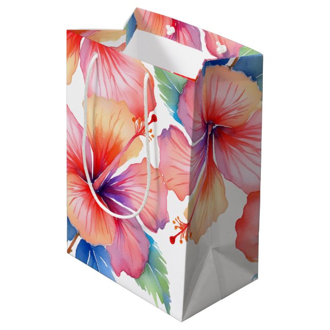 Hawaiian print  medium gift bag (Back Angled)