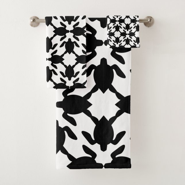 Hawaiian print Modern Honu ( sea turtle ) Pattern Bath Towel Set (Insitu)
