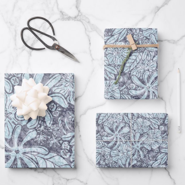 Hawaiian Print Naupaka ilima tiare flowers Wrapping Paper Sheets (Front)