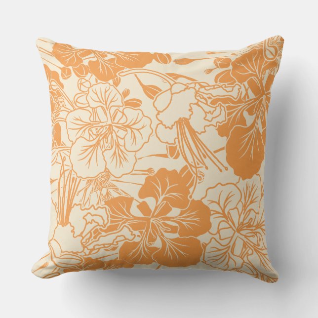 Hawaiian print Ohai Alii flower Outdoor Pillow (Front)