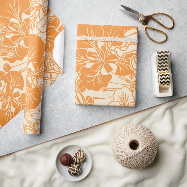 Hawaiian print Ohai Alii flower Wrapping Paper (Crafts)