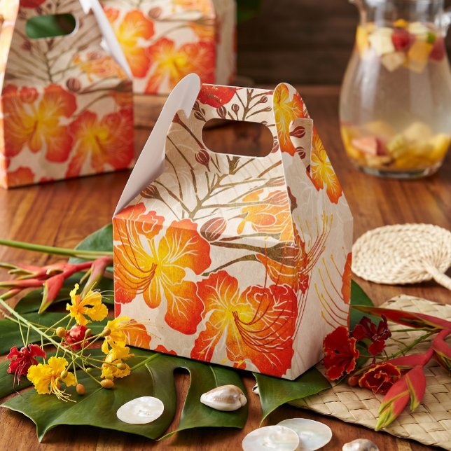 Hawaiian print Ohai Alii v2 pattern Favor Boxes (ohai alii peacock flower party favor box)