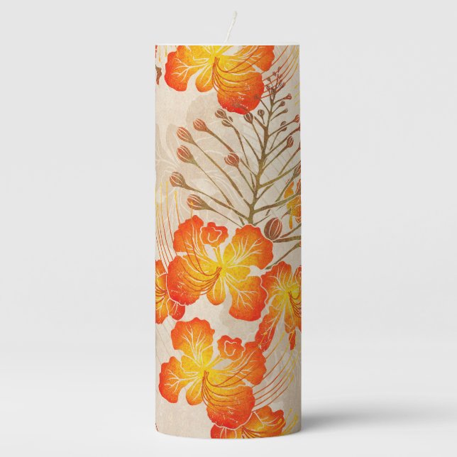 Hawaiian print Ohai Alii v2 pattern Pillar Candle (Front)