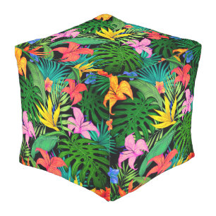 Hawaiian Print Outdoor Pouf