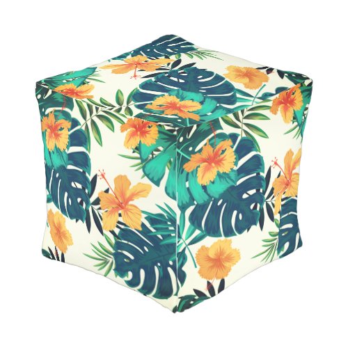 Hawaiian Print Outdoor Pouf