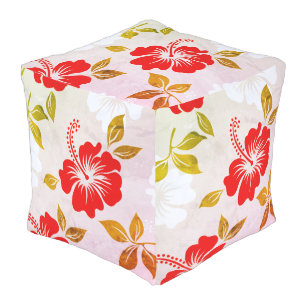 Hawaiian Print Outdoor Pouf