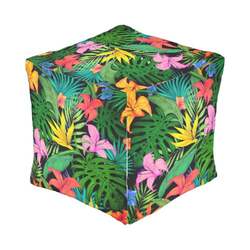 Hawaiian Print Outdoor Pouf