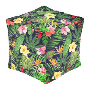 Hawaiian Print Outdoor Pouf