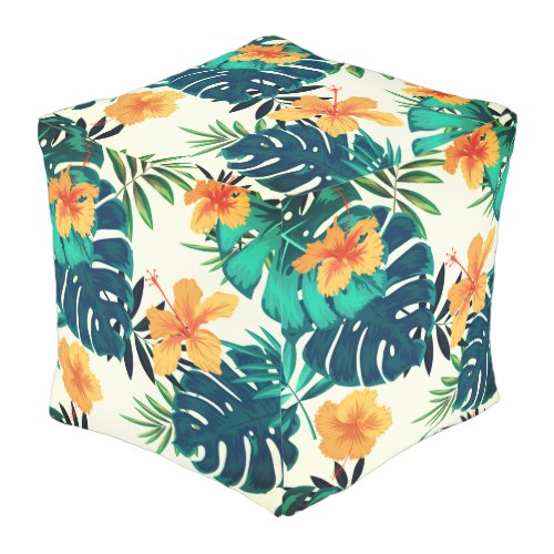 Hawaiian Print Outdoor Pouf