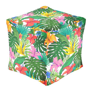 Hawaiian Print Outdoor Pouf