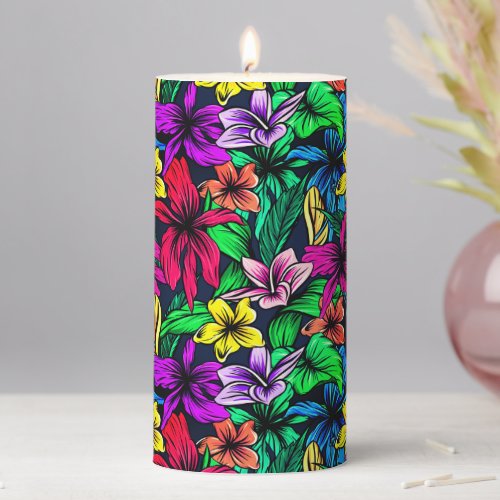 Hawaiian Print Pillar Candle