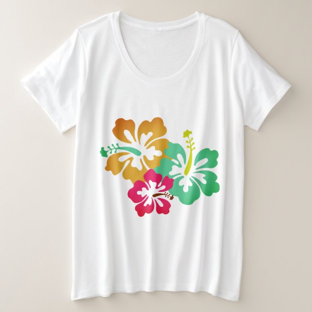 Hawaiian Print  Plus Size T-Shirt (Design Front)