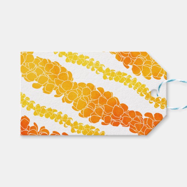 Hawaiian Print Puakenikeni lei Gift Tags (Front (Horizontal))