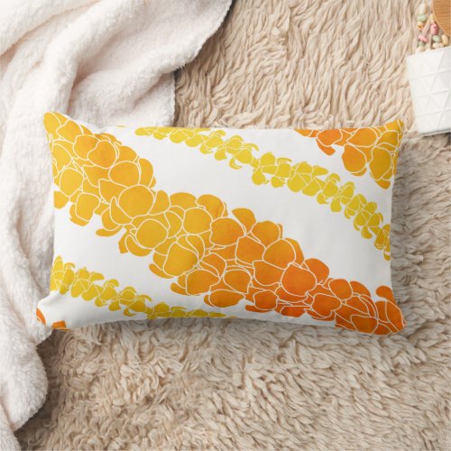 Hawaiian Print Puakenikeni lei Lumbar Pillow