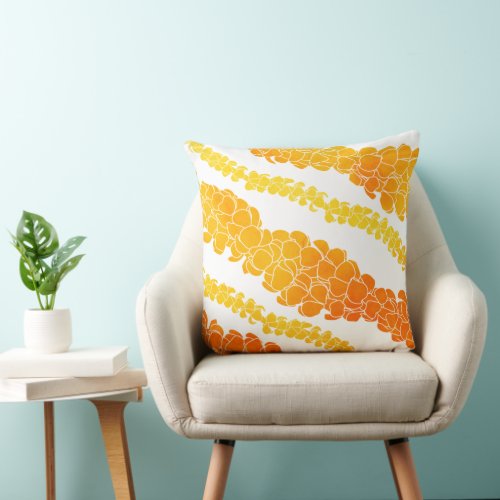 Hawaiian Print Puakenikeni lei Throw Pillow