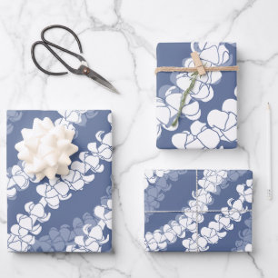 Hawaiian Print Puakenikeni lei Wrapping Paper Sheets