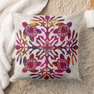Hawaiian print quilt honu turtle batik throw pillow