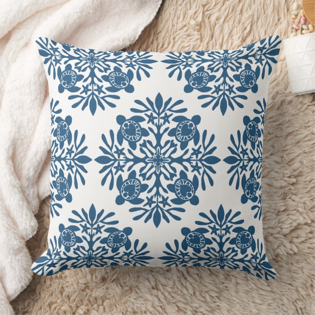 Hawaiian print quilt honu turtle  throw pillow (Blanket)