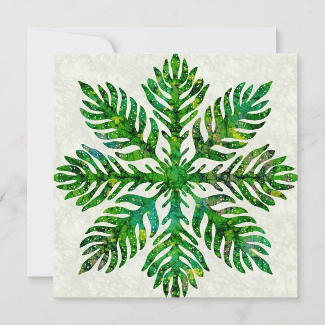 Hawaiian print quilt lauae fern note card (Front)