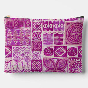 hawaiian print tapa fuchsia accessory pouch