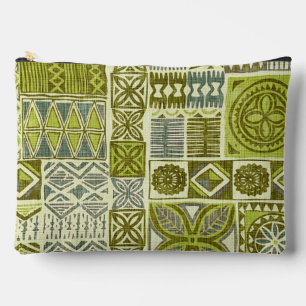 hawaiian print tapa green accessory pouch